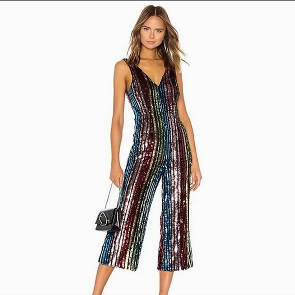 LPA-Revolve-Double V Jumpsuit in Multi Sequin-Size Small - Picture 1 of 17
